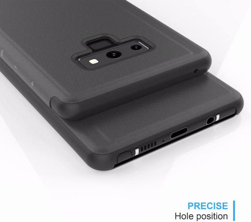 Omorro Case for Galaxy Note 9, Luxury Clear View Electroplate Mirror Flip Wallet