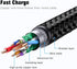 MFI Certified iPhone Cable 5 Pack (3/3/6/6/10FT) - Nylon Braided, 90° Elbow Fast Charger for iPhone 12, 11 Pro Max, XR,