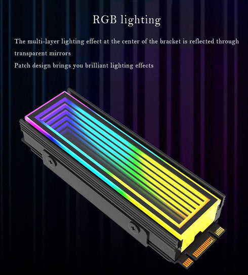 M.2 2280 ARGB Hard Drive Heatsink Cooling SSD Cooler, 5V 3Pin RGB Sync, Efficient Heat Dissipation, White