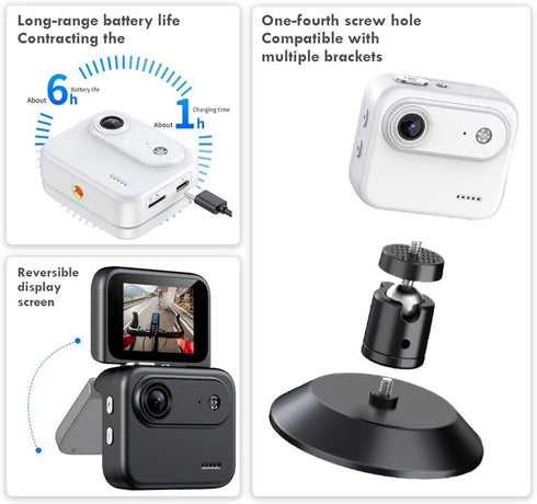 Generic 4K 143 800mAh (32G Multi-Functional Flip Screen Action Camera, HD Wide-Angle Optical Lens, Long Battery Life
