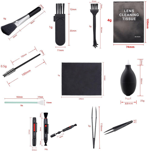UpTuoLi 10Pcs Camera Lens Cleaning Kit, Includes Lens Brush Pen, Air Blower, Microfiber Cleaning Cloth, Soft Brush