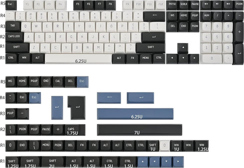 PBT Keycaps Full Set, 160 Keys, CSA Profile Double Shot Keycaps for Cherry Gateron MX Switches, White and Black
