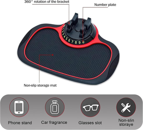 leechio 1 PC Multifunctional Car Anti-Slip Mat, Anti-Slip Rubber Dashboard Storage Pad and Phone Holder, with Temporary