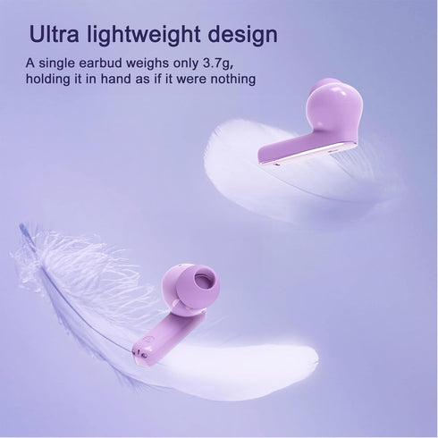 Wireless Earbuds, True Wireless Bluetooth 5.3 Earbuds with Charging Case, Stereo Headphones for iPhone/Android (Purple)