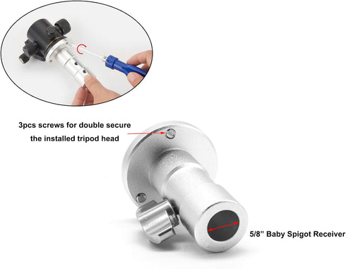 PHOCUS Baby Ball Head Adapter, 5/8" Baby Stud to 3/8" Thread, C Stand Camera Mount Adapter for Tripod Head