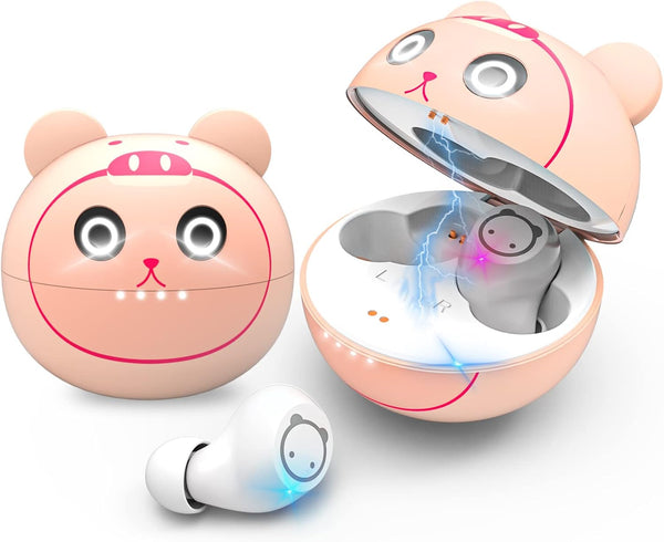 Pink Wireless Earbuds for Women - Bluetooth 5.1 Earphones with Cute Pig Charging Case, 36H Playtime