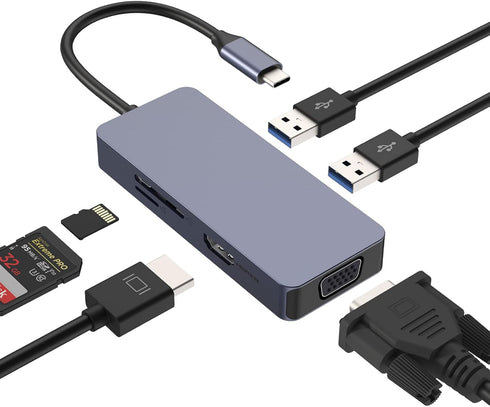 HOPDAY USB C Hub, Docking Station, 6 in 1 Dual Monitor USB C