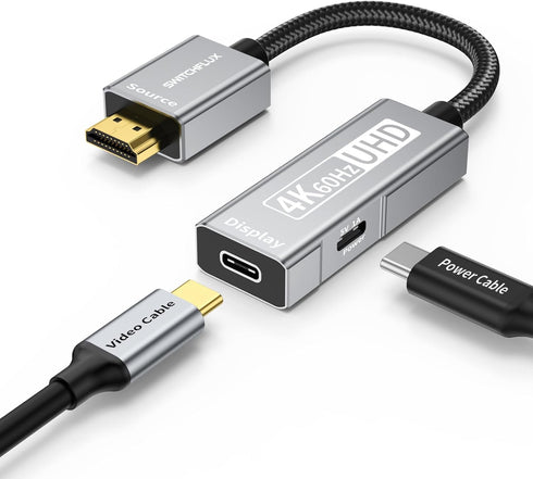 SWITCHFLUX HDMI to USB C Adapter,4K60Hz Uni-Directional HDMI (Source) to USB C (Display)