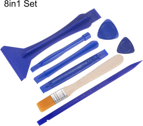 uxcell 8in1 Electronics Repair Tool Kit, Plastic Pry Bar, Cleaning Brush for Screen Glue Removal