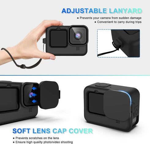 Accessories Kit for 11 10 9, Kuptone Silicone Sleeve Protective Case with Rubber Cap + 6Pcs Tempered Glass Screen