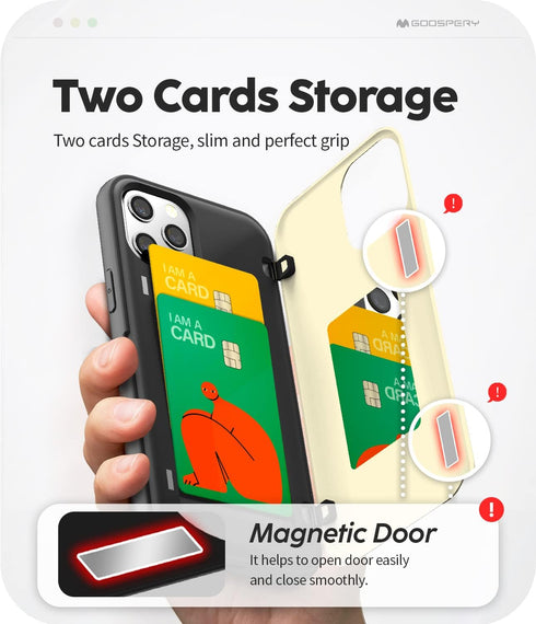 GOOSPERY Card Holder Wallet Case for iPhone 12 Pro Max 6.7" (2020), Magnetic Closure, Dual Layer Bumper, Hidden Mirror