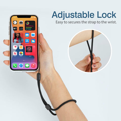 Hand Wrist Strap Lanyard, 6 Pack Adjustable Nylon Wristlet Straps for Cell Phone, Camera, GoPro, USB Drive (Black)