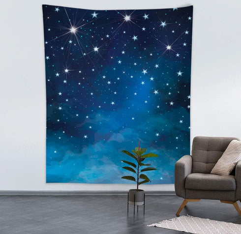 Mocsicka Starry Night Backdrops, Blue Night Sky Photo Background Birthday Party Banner Supplies 5x7ft Vinyl