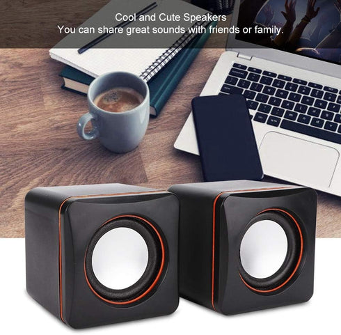 USB Powered Stereo Speaker System,Computer Speakers,Small Size,with 3.5 mm Aux Audio Plug to Connect to Laptop, Notebook, Desktop, Computer,Black(Two-Channel)