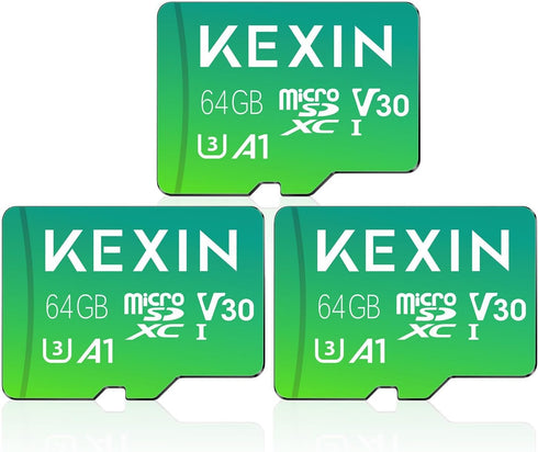 KEXIN 64GB Micro SD Card 3 Pack with Adapter - Up to 85MB/s