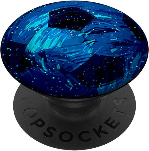 Galaxy Soccerball Blue Cool Sport Art, Football Player Gift PopSockets Standard PopGrip