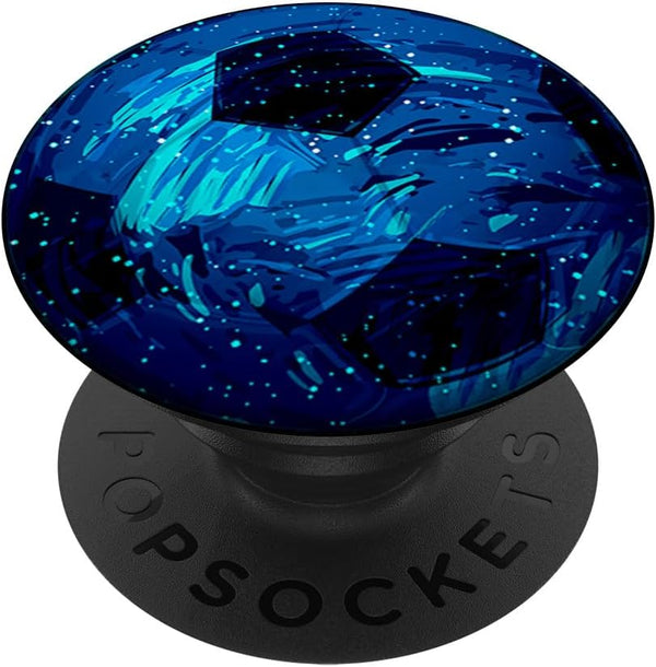 Galaxy Soccerball Blue Cool Sport Art, Football Player Gift PopSockets Standard PopGrip