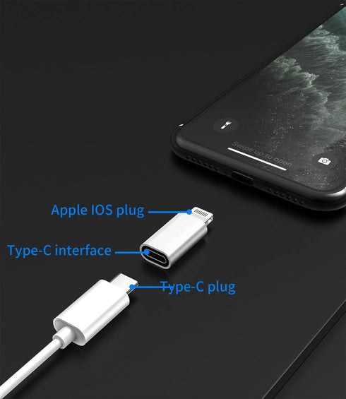 3 Pack USB C Female to Lightning Male Adapter, Type C Power Charger Plug for Apple iPhone and iPad