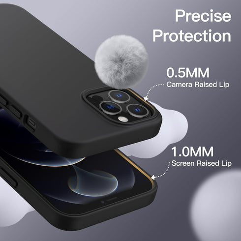 JETech Silicone Case for iPhone 12 Pro Max, Silky-Soft Touch Full-Body Protective Phone Case, Shockproof Cover (Black)
