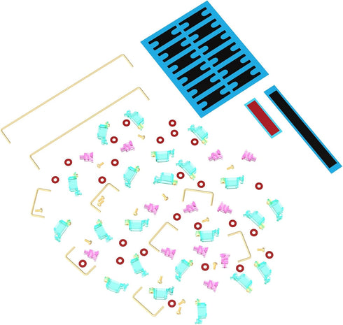 Stabilizer V2, Screw in Stabilizers with 2u 6.25u 7u Wires for Mechanical Keyboards (V2 Teal Pink 100% Kit)