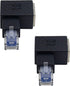 Duttek Ethernet Adapter 90 Degree, Left Angled RJ45 Male to Female Extender Adapter, Cat5e/Cat6 RJ45 Ethernet, 2 Pack