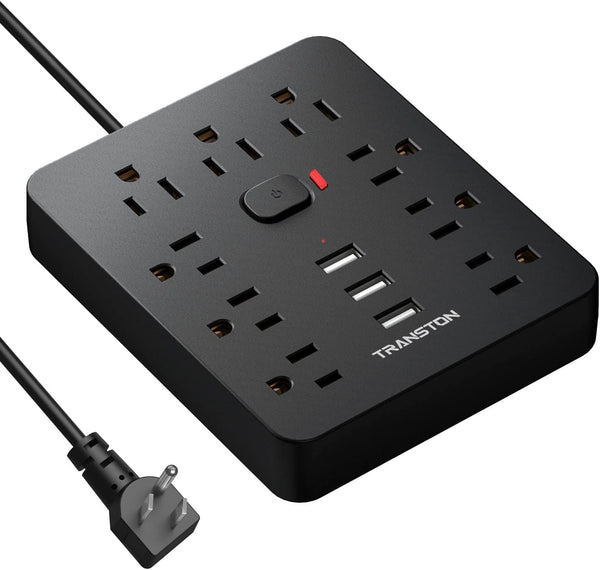 Power Strip Surge Protector with 9 Outlets, 3 USB Ports, Fireproof Desktop Charging Station, 5 ft Long Extension Cords,