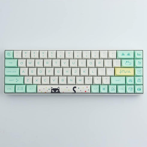 Hyekit PBT Keycaps, 130 Keys, Cute Cat Keycaps, Dye-Sublimation, XDA Profile Custom Keycaps for Cherry Gateron MX