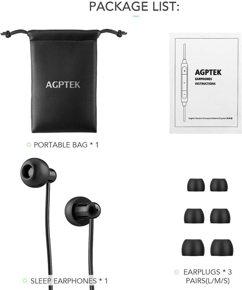 AGPTEK Sleep Earbuds: Ultra-light in-ear headphones with noise isolation, perfect for sleeping, travel, and relaxation.