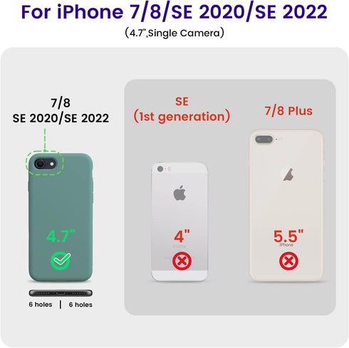OTOFLY Ultra Slim Fit Liquid Silicone Case for iPhone SE 3rd/2nd Gen, iPhone 8/7, Shockproof, Pine Green