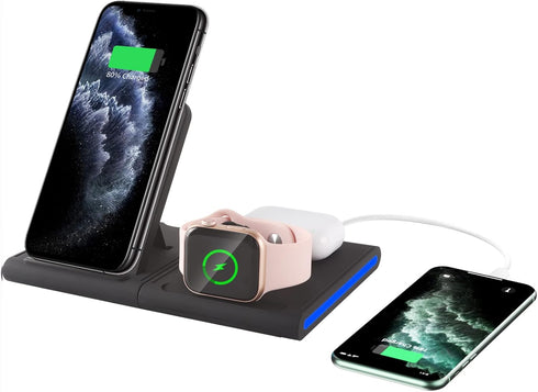 Portable Fast Wireless Charger, 4 in 1 Qi Fast Charging Station, Detachable Wireless Charger for iPhone 13/12/12