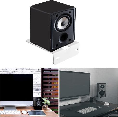 MECCANIXITY Floating Speaker Shelves, Metal Wall Support for Studio Monitor Speaker, Pack of 2 (White)