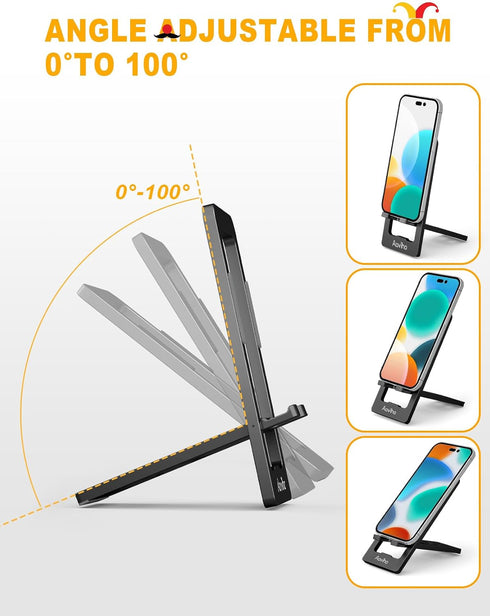 Aoviho 17 16 15 14 13 12 3.7"-7" Phone Stand for Desk, Ultra-Thin Foldable Aluminum Phone Holder, Portable Travel