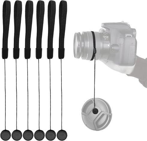 QQM 6 Pcs Lens Cap Keeper Cord, Camera Lens Cap Leash for DSLR