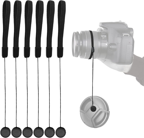 QQM 6 Pcs Lens Cap Keeper Cord, Camera Lens Cap Leash for DSLR