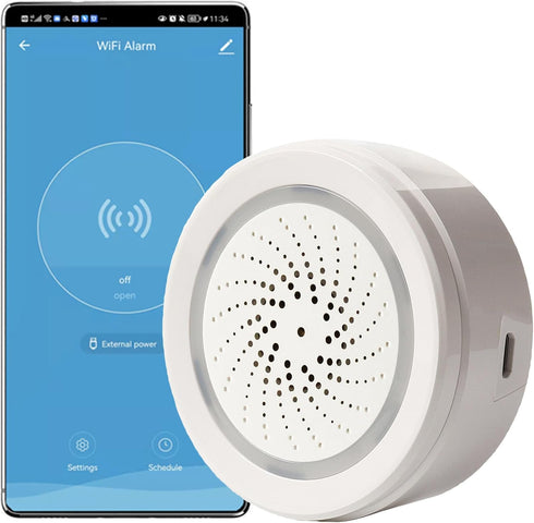 Smart Wi-Fi Siren Alarm - Wireless Strobe Siren with Sound and Light Alarm, 100dB Sounder, App Remote Control