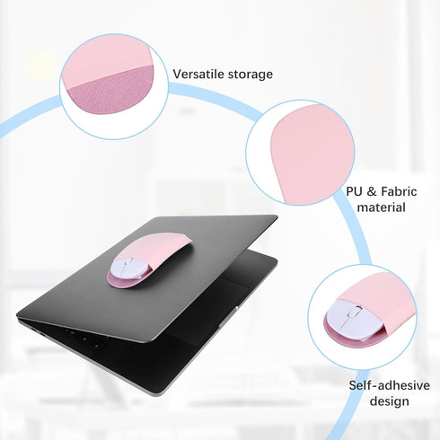 GENZYRE Wireless Mouse Holder for Laptop, Slim Universal Stick-On Laptop Mouse Holder Sleeve Pouches, Self-Adhesive