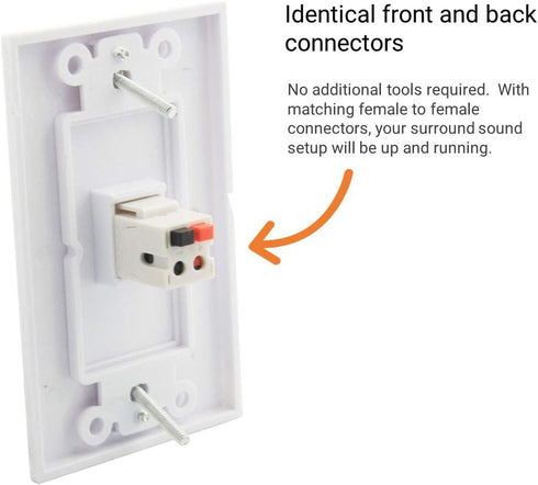 Speaker Keystone Jack – Spring Loaded Female to Female Speaker Jack for Keystone Wall Plate, White (5-Pack)