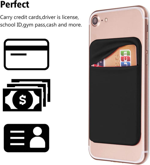 Self Adhesive Card Holder Stick On Wallet Sleeve for Cell Phone with Adhesive RFID Card Holder for iPhone Android 2