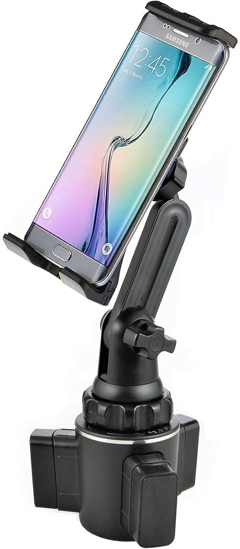 Universal 2 in 1 Car Cup Holder Tablet Mount - Upgraded 9" Long Neck iPad Holder for All Cellphones/Tablets up to 12.9"