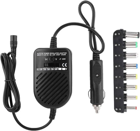 Universal 80W DC Car Charger, 15-24V Power Supply Adapter Set for Laptop Notebook