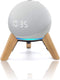 Real Wood Stand for Echo Dots (4th Gen, 5th Gen) - Wooden Mount with Metal Frame, Anti-Slip Silicone Pads