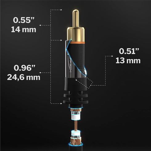 KabelDirekt RCA/Phono Y Cable - 25ft Long, 1 to 2 RCA/Phono, Male/Male Plugs, Black