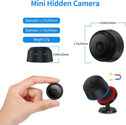 Secrect Mini Spy Camera WiFi Hidden Video Recorder, Small Camera for Spying with Night Vision Home Security
