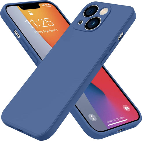 Liquid Silicone Gel Rubber Phone Case for iPhone 14, Non-Yellowing Phone Bumper Cover, Multi-Color, 6.1-Inch (Dark Blue)
