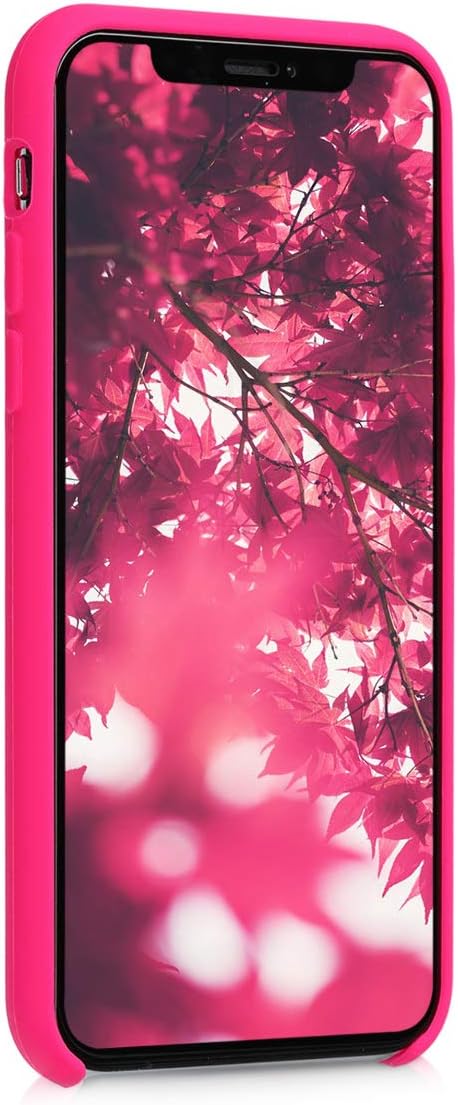kwmobile Case Compatible with Apple iPhone Xs, TPU Silicone Phone Cover with Soft Finish, Neon Pink