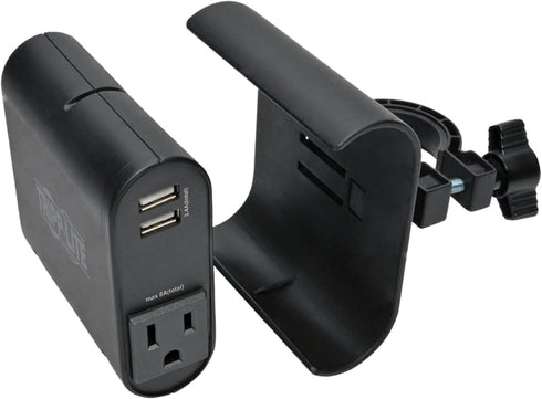 Tripp Lite AC/USB Charging Clip for Display Mounts w/ 2 USB Ports & 2 NEMA 5-15R Outlets, 6ft Power Cord (DMACUSB), Black