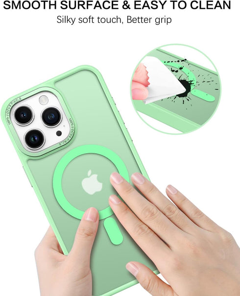 BENTOBEN iPhone 15 Pro Max Case, Slim Shockproof Green Magnetic Cover, Translucent Matte, Compatible with MagSafe 6.7"
