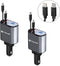 Retractable Car Charger 4 in 1 USB C Fast Charger with Dual Type-C Cables, Compatible with iPhone 15, 2 Pack