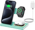 3 in 1 Foldable Charging Station for Apple Products, Fast Wireless Charger Dock for iPhone, iWatch, AirPods (Green)