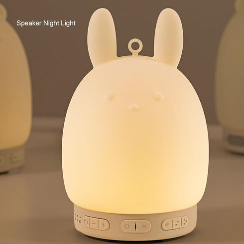 GOWENIC 31 Dimmable 3 Night Lights Bluetooth Speaker, ABS + Silicone Cute Rabbit White Noise Sound Machine & Night